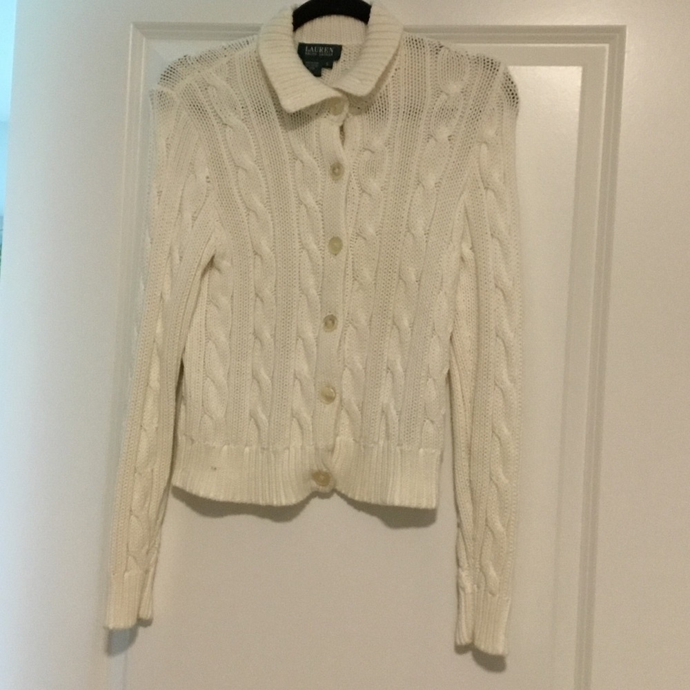 Cotton cable knit Lauren white sweater